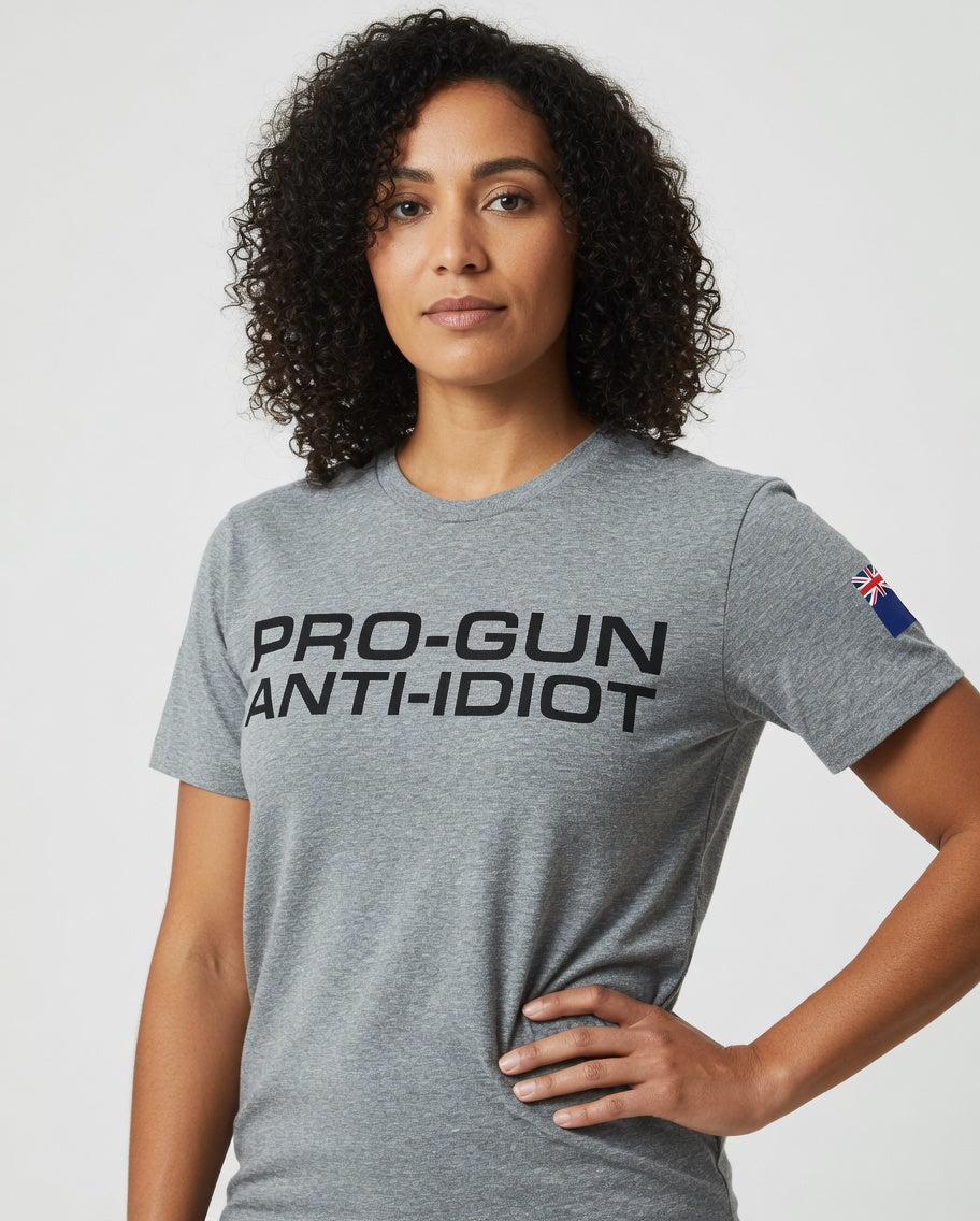 "Pro-Gun Anti-Idiot" T-Shirt Women's Black Text