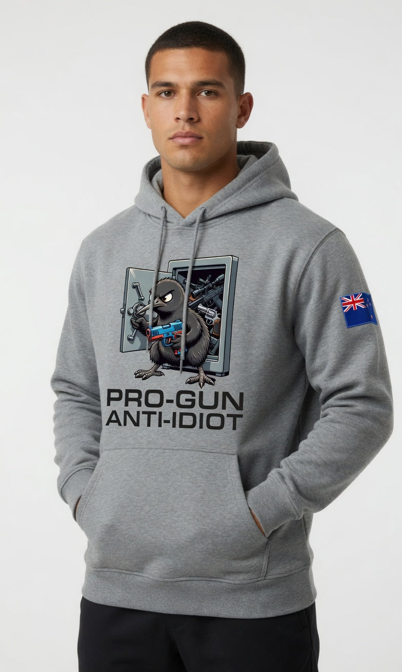 "Angry Kiwi" Hoodie Men's NZ Flag Black Text