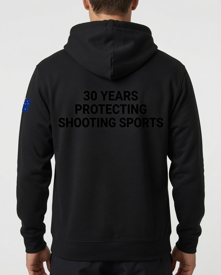 COLFO Logo Hoodie Women's 30 Years Protecting Shooting Sports Black Text