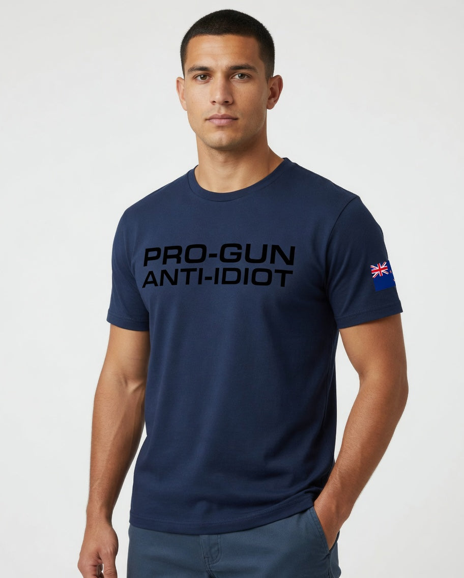 "Pro-Gun Anti-Idiot" T-Shirt Men's Black Text
