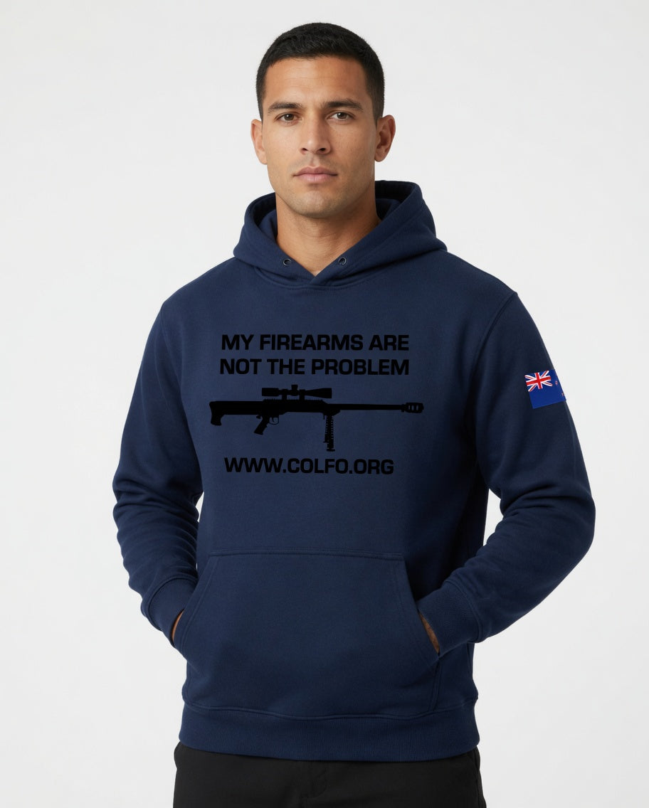 "My Firearms" .50Cal Hoodie Men's Hoodie NZ Flag Black Text