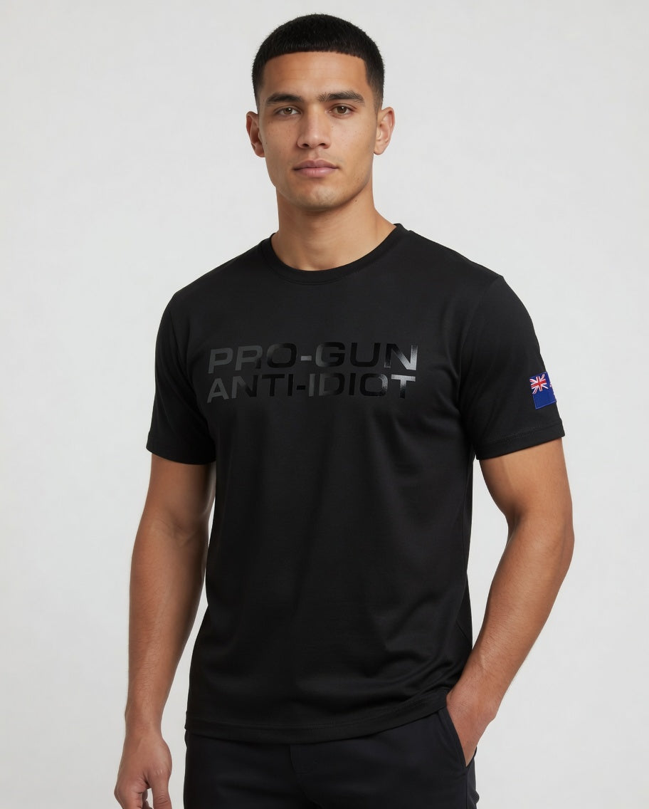 "Pro-Gun Anti-Idiot" T-Shirt Men's Black Text