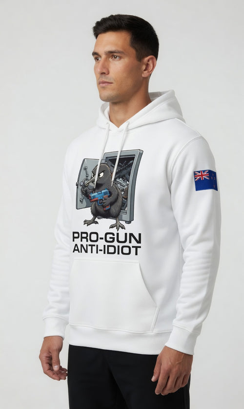 "Angry Kiwi" Hoodie Men's NZ Flag Black Text