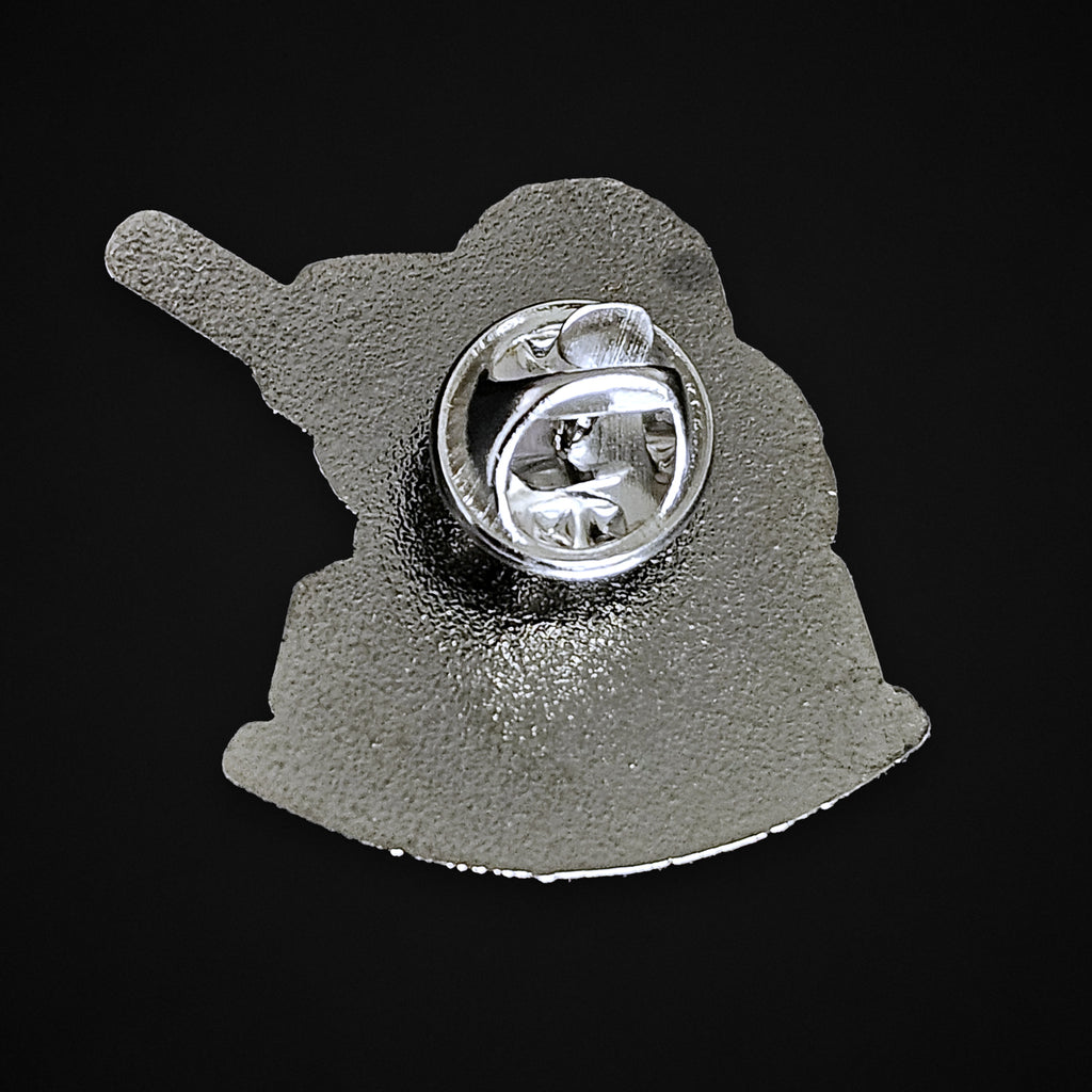 Back of the COLFO 30 year silver anniversary badge, showing the silver pin and clutch fastening