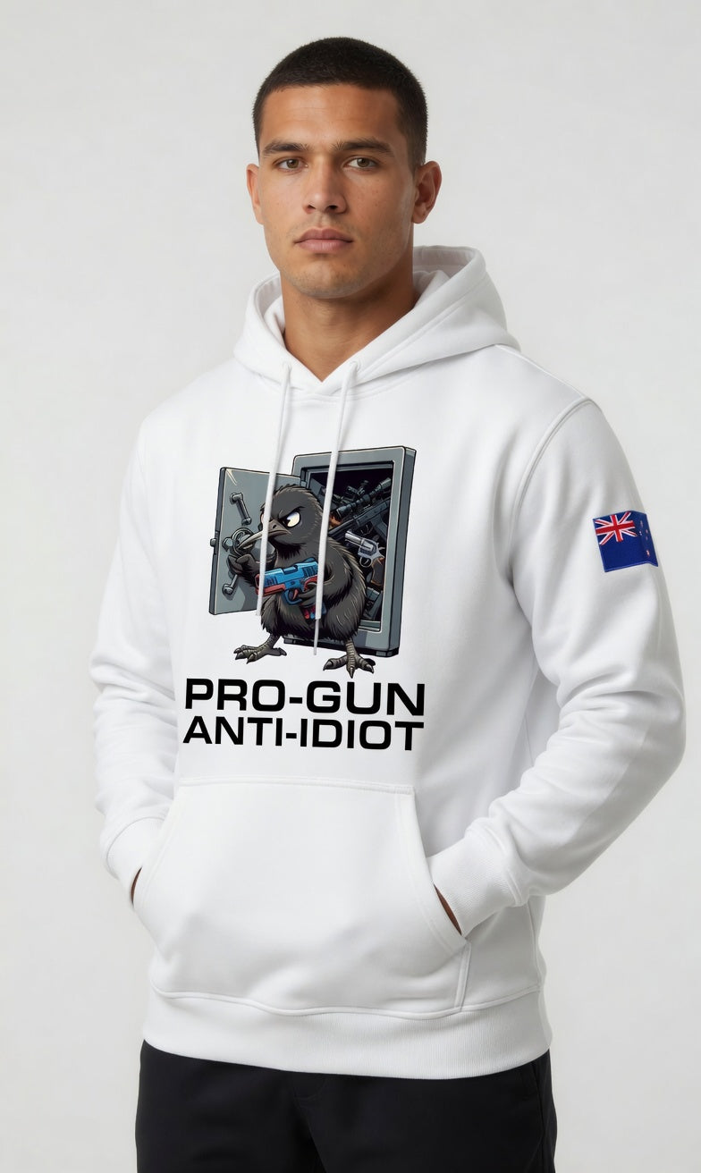 "Angry Kiwi" Hoodie Men's NZ Flag Black Text