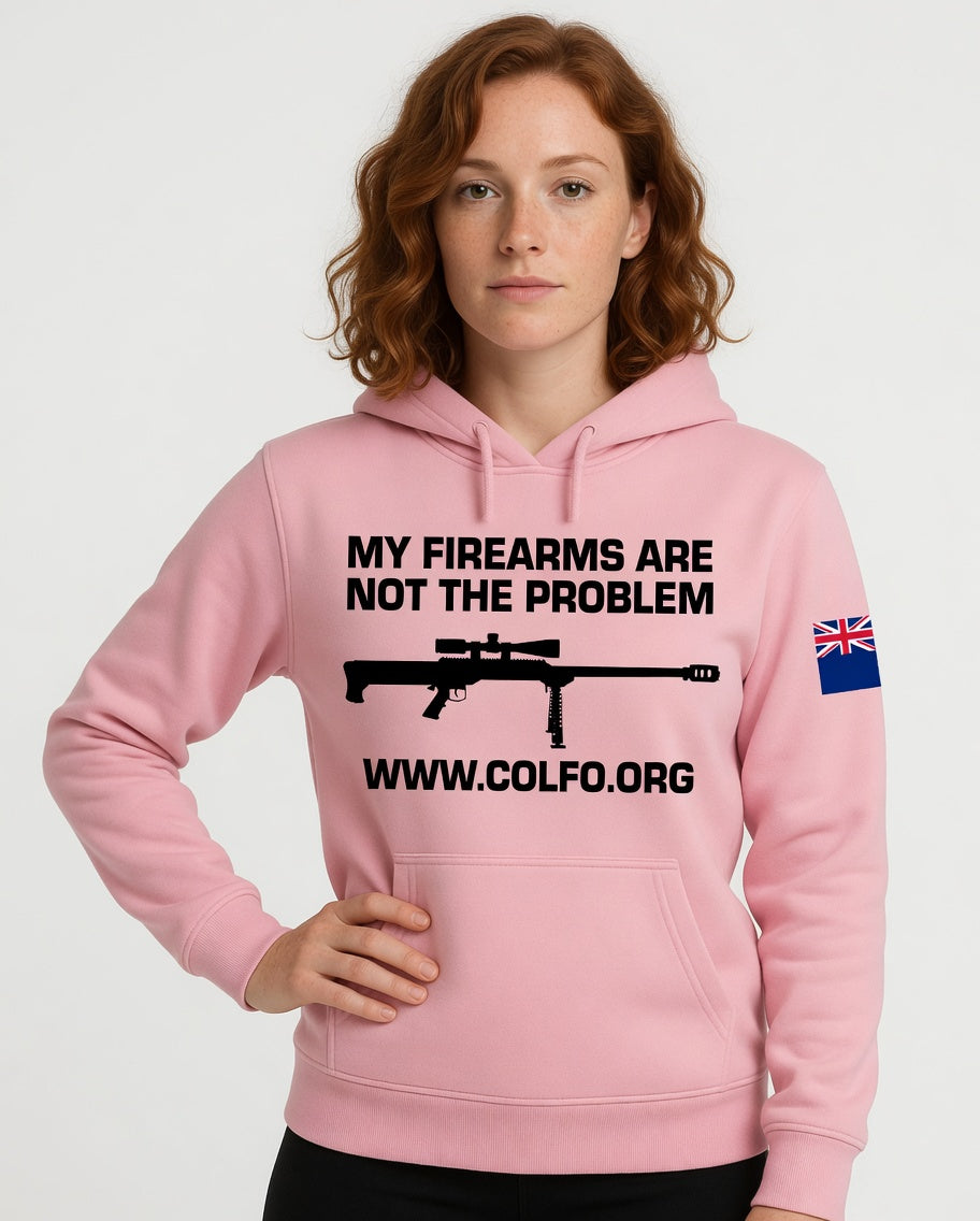 "My Firearms" .50Cal Hoodie Women's NZ Flag Black Text