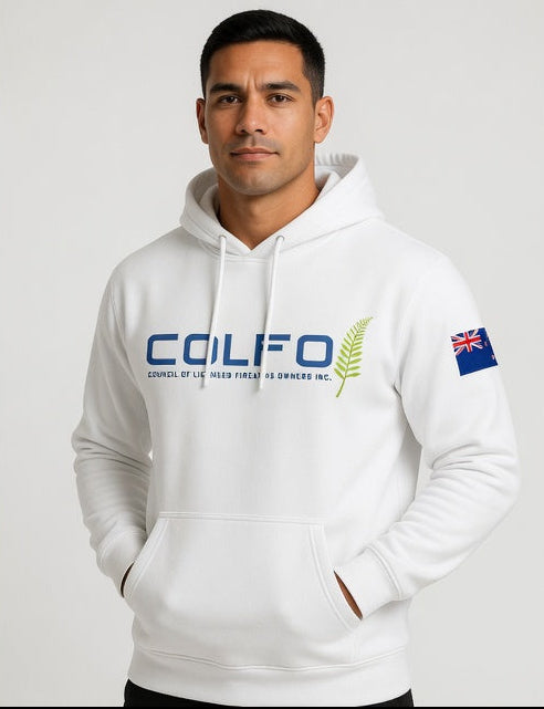 COLFO Logo Men's Hoodie NZ Flag Black Text