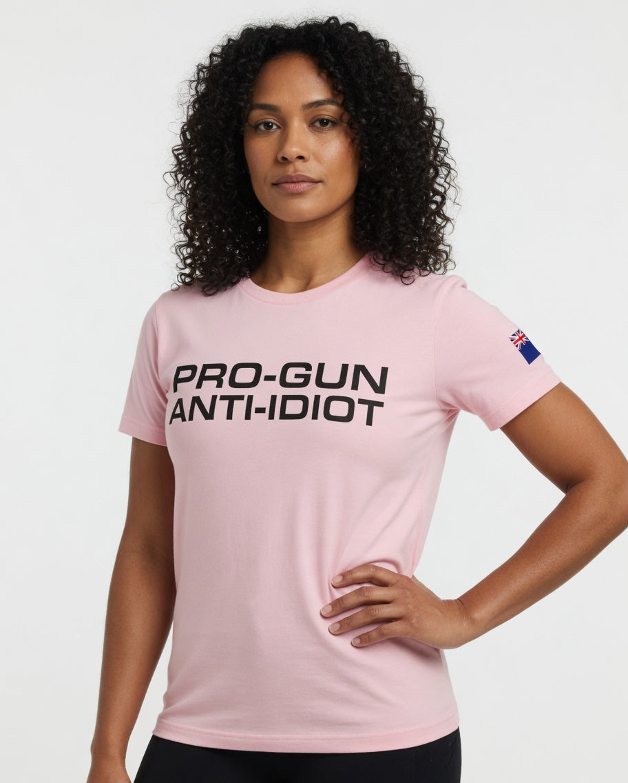 "Pro-Gun Anti-Idiot" T-Shirt Women's Black Text