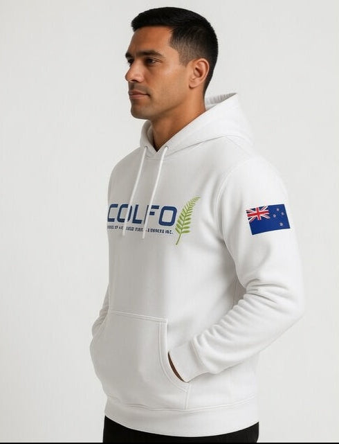 COLFO Logo Men's Hoodie NZ Flag Black Text